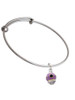 Wide Black Dots on Purple - Gold Tone Spinner Charm Bangle Bracelet