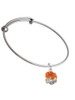 Hot Orange Hibiscus Flowers Spinner Charm Bangle Bracelet