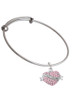 Believe Banner on Pink Crystal Heart Charm Bangle Bracelet