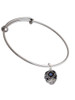 Diagonal Banded Barrel with Blue Crystals Spinner Charm Bangle Bracelet