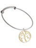 Gold Tone Tree of Life in Circle Charm Bangle Bracelet