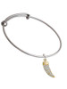 Gold Tone Large Crystal Sabre Tooth Charm Bangle Bracelet