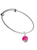 Hot Pink Softball with Silver Tone Stitching Spinner Charm Bangle Bracelet