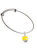 Yellow Softball with Silver Tone Stitching Spinner Charm Bangle Bracelet