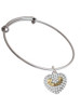 Gold Tone Big Sister Rock on Clear Crystal Heart Charm Bangle Bracelet