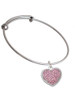 Large Rounded Light Pink Oktant Crystal Heart Charm Bangle Bracelet
