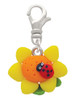 Fimo Clay Sunflower with Ladybug Clip On Charm