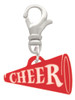 Acrylic 3/4" Red Cheer Megaphone Clip On Charm
