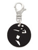 Acrylic Small Black Disc Volleyball Player Clip On Charm