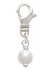 6mm Glass Imitation Pearl Bead Drop Clip On Charm
