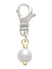 6mm Glass Imitation Pearl Gold Tone Bead Drop Clip On Charm