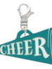 Acrylic 1.25" Teal Cheer Megaphone Clip On Charm