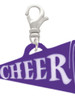 Acrylic 1.25" Purple Cheer Megaphone Clip On Charm