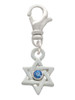 Mini Star of David with Blue Crystal Clip On Charm