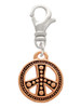 Beaded Rose Gold Tone Peace Sign Clip On Charm