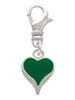 Small Long Green Heart Clip On Charm