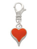 Small Long Orange Heart Clip On Charm