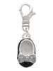 Black Enamel Baby Shoe with Bow Clip On Charm