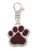 Large Maroon Paw Clip On Charm