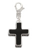 Large Black Enamel Cross with Decorated Sides Clip On Charm