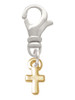 Gold Tone Super Mini Simple Cross Clip On Charm