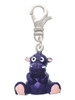 Resin Purple Hippopotamus Honey Clip On Charm