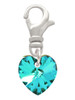 Teal Crystal Heart Clip On Charm