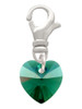 Green Crystal Heart Clip On Charm