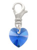 Blue Crystal Heart Clip On Charm