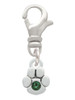 Mini Paw with Green Crystal Clip On Charm