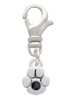 Mini Paw with Black Crystal Clip On Charm