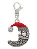 Large Crescent Moon Santa Face Clip On Charm