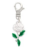 White Rose Flower Clip On Charm