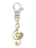 Medium Gold Tone Clef with Heart Clip On Charm