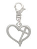 Heart Outline with diagonal Cross Clip On Charm
