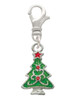 Green Christmas Tree with Red Crystals Clip On Charm