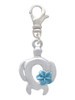Open Sea Turtle with Blue Plumeria Clip On Charm