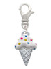 2-D Vanilla Ice Cream Cone with Sprinkles Clip On Charm