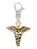 Gold Tone Caduceus Clip On Charm