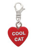 Acrylic Red "Cool Cat / Purr Fect" Heart Clip On Charm