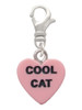 Acrylic Pink "Cool Cat / Purr Fect" Heart Clip On Charm