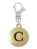 Capital Gold Tone Letter - C - Pebble Disc - Clip On Charm