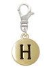 Capital Gold Tone Letter - H - Pebble Disc - Clip On Charm