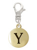 Capital Gold Tone Letter - Y - Pebble Disc - Clip On Charm