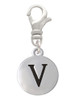 Capital Letter - V - Pebble Disc - Clip On Charm
