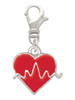 Heartbeat on Red Heart Clip On Charm