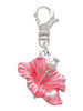 Hot Pink Hibiscus Flower Clip On Charm