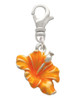 Hot Orange Hibiscus Flower Clip On Charm