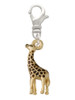 Gold Tone Brown Giraffe Clip On Charm