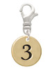 Gold Tone Disc 1/2'' Number - 3 - Clip On Charm